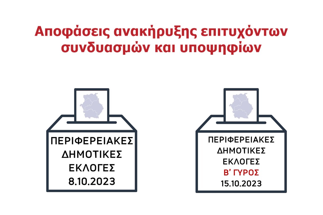 Αποφάσεις ανακήρυξης επιτυχόντων συνδυασμών και υποψηφίων αυτοδιοικητικών εκλογών της 8ης και 15ης Οκτωβρίου 2023