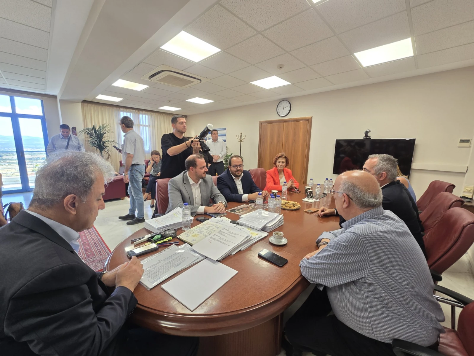 Σύσκεψη του Περιφερειάρχη Γιώργου Αμανατίδη με τον Αναπλ. Υπουργό Υποδομών και Μεταφορών Γιώργο Κώτσηρα και φορείς του μεταφορικού κλάδου