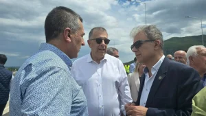 Ο Περιφερειάρχης Δυτικής Μακεδονίας, ο Υπουργός Υποδομών  Μεταφορών και ο Υφυπουργός ΥΜΕ στον Ε65